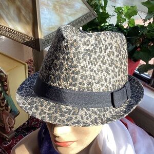 Scala Leopard Print Fedora Hat with Black Band